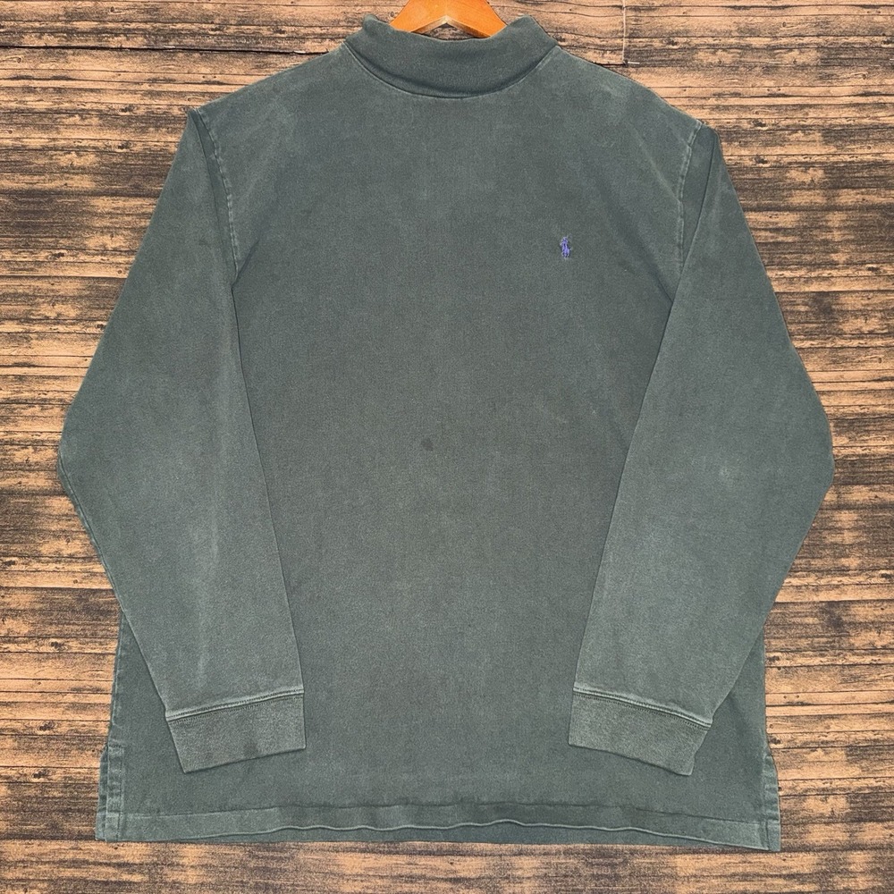 Vintage Polo Ralph Lauren Shirt Mens XL Green Turtleneck Outdoors Long Sleeve